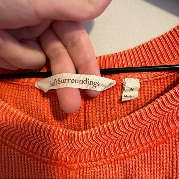 Soft Surroundings Pink Coral Textured Space Dye Cotton Waffle Long Sleeve Medium - Picture 14 of 14